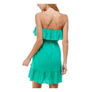 Teal Strapless Ruffle Mini Dress Cover Up Beach Dress - Summer Dresses for Women